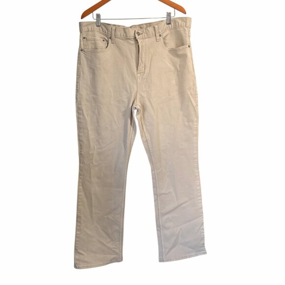 Old Navy Mens Khaki Boot-Cut Jeans 40X32 Built-In Flex Cotton Blend - Picture 1 of 5
